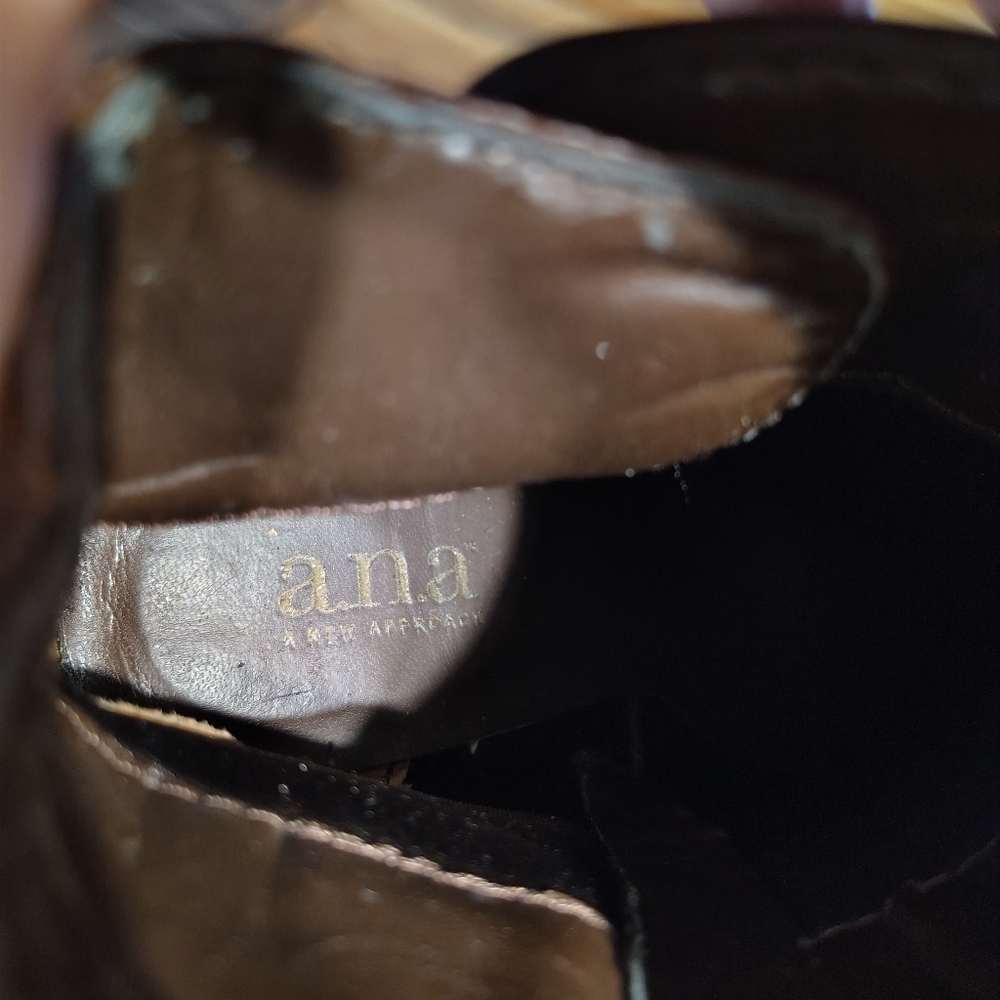 a.n.a Dark Brown Heeled Boots with Buckle Accent 7.5 - Picture 2 of 8